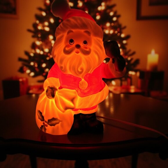 RARE Josef Originals Illuminated Santa Figurine Lamp Vintage Ceramic Christmas - Picture 2 of 12